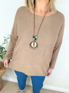 Wool Mix High Low Gigi Necklace Top AW24