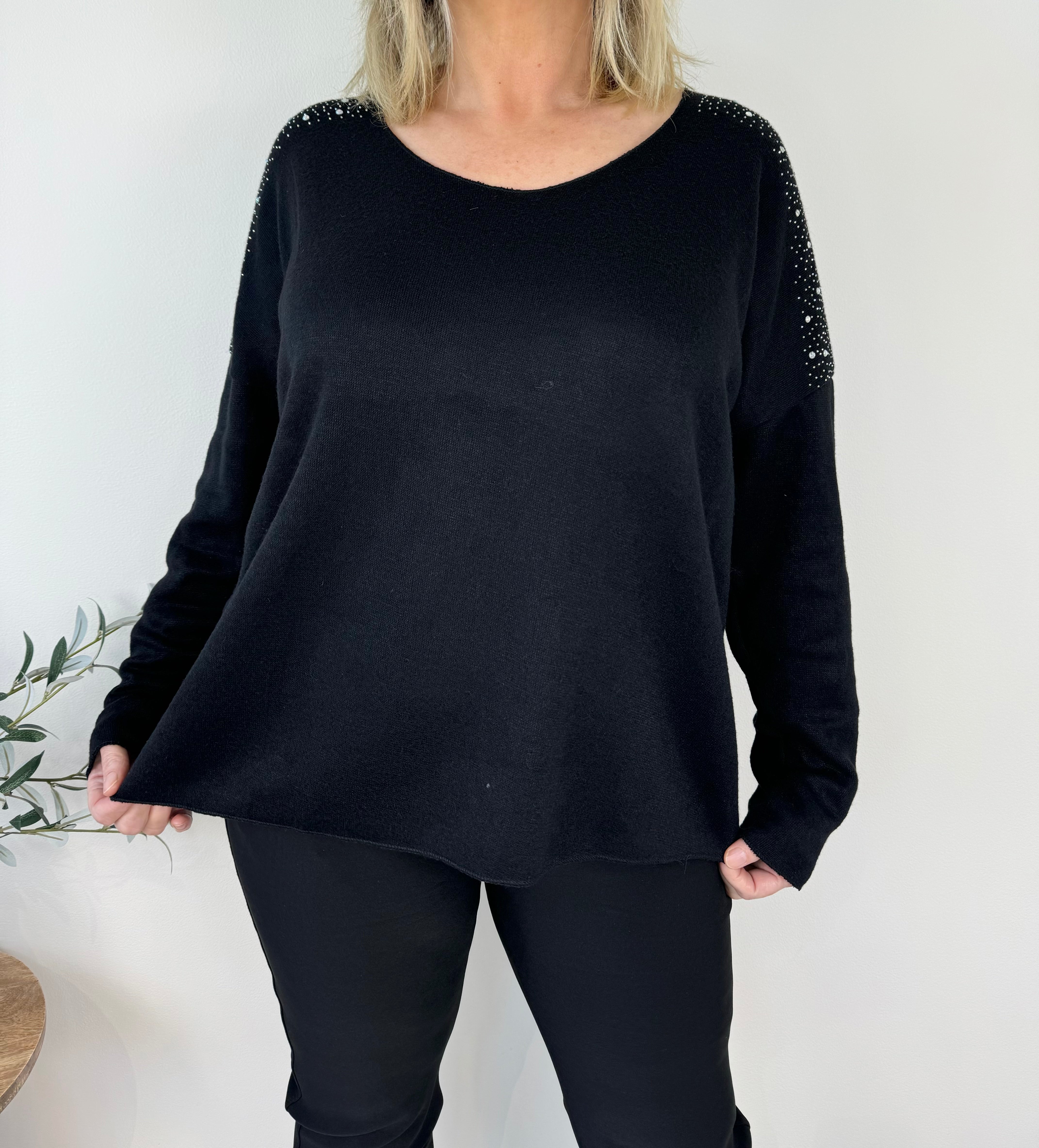 Diamanté Sleeve Soft Knit Nina Top AW24