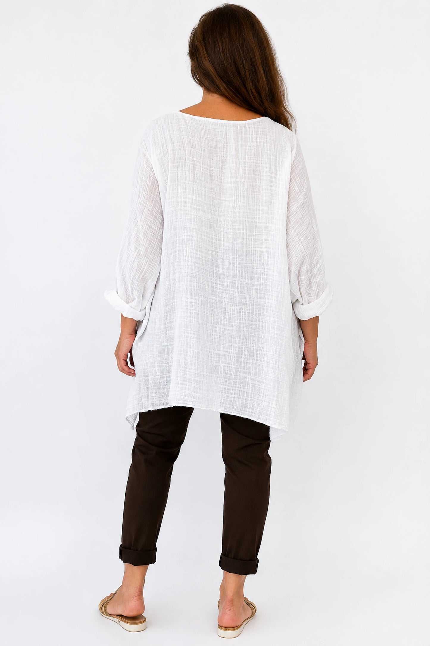 Cotton Fully Lined Isabel Necklace Batwing Top - White