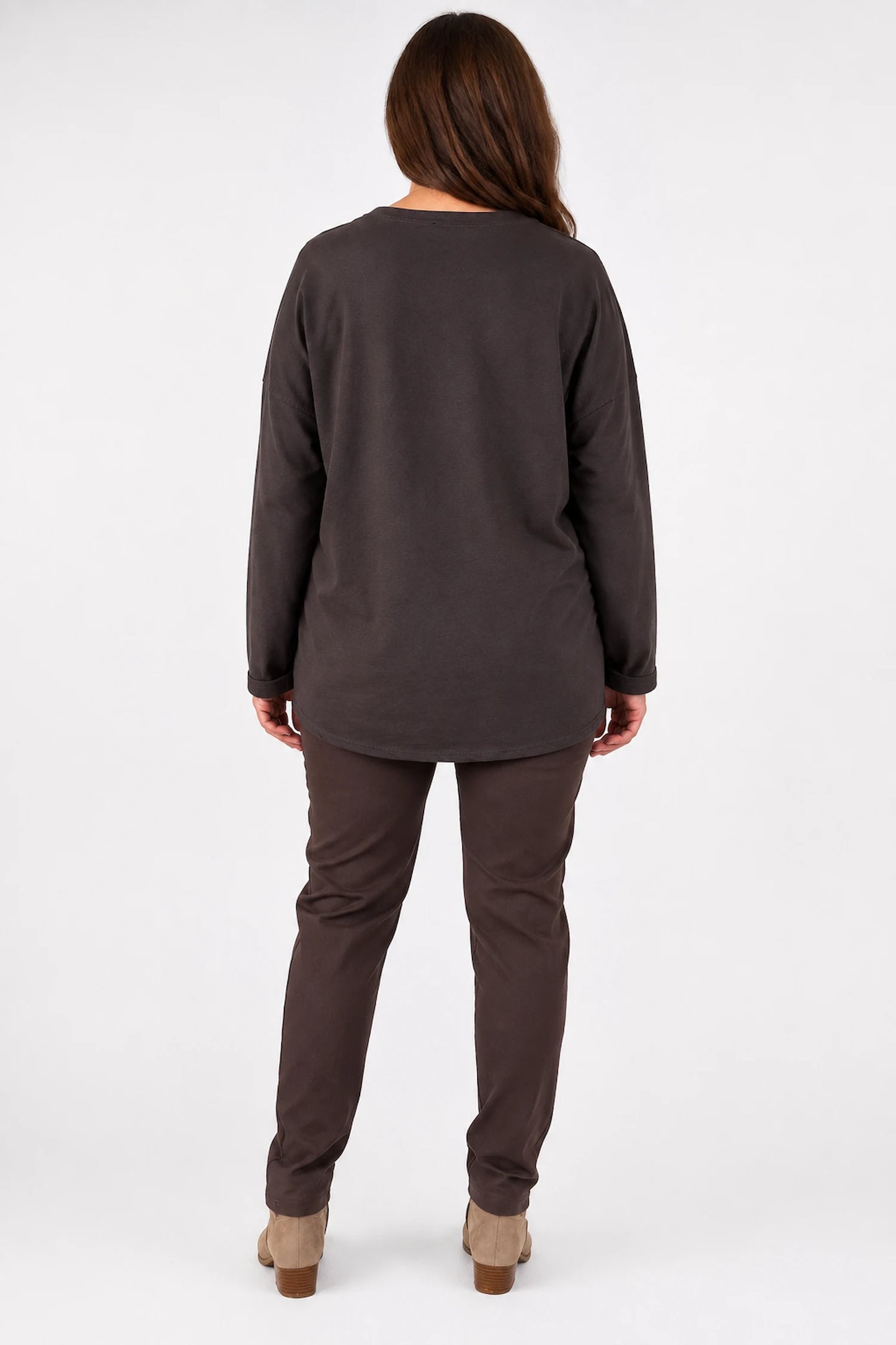 Cotton Button Detail Ezra Top - Chocolate