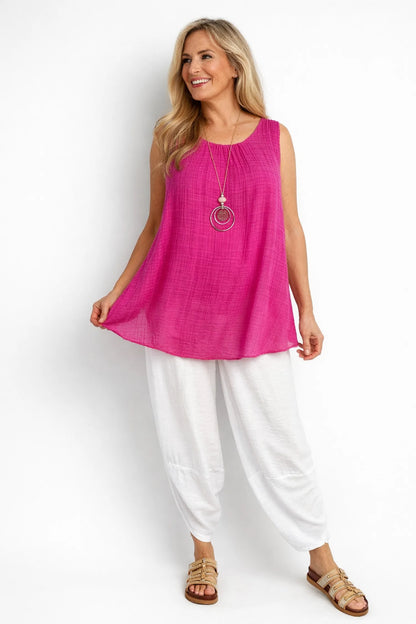 Fully Lined Cotton Italia Necklace Vest - Cerys Pink