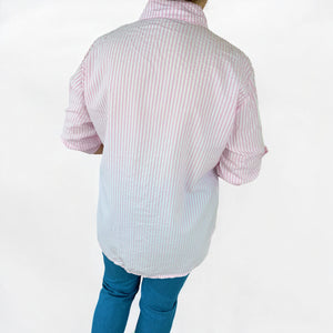 Button Sleeve Cotton Paris Shirt - Baby Pink