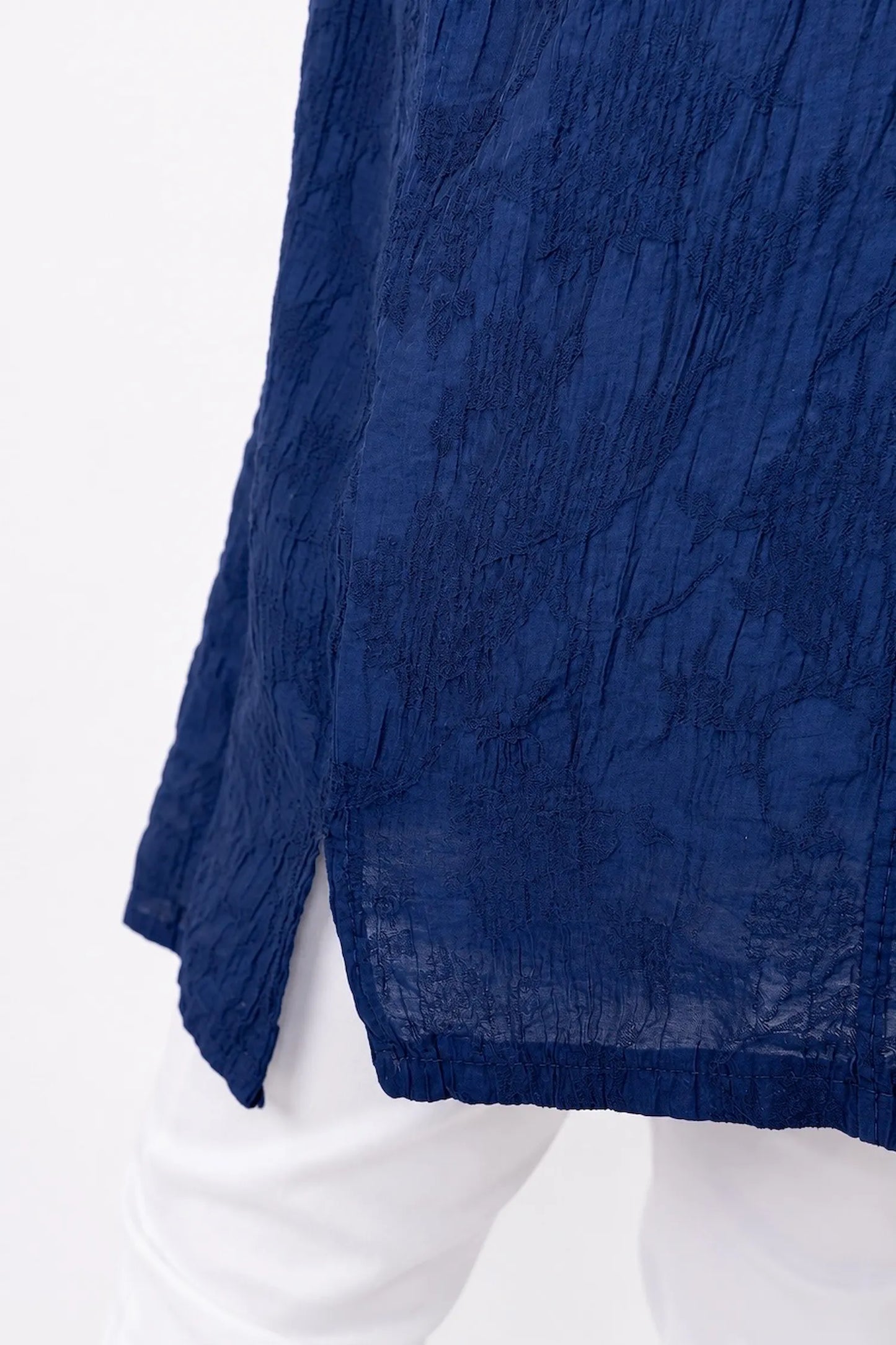 Cotton Lightly Textured Lucinda Top - Navy