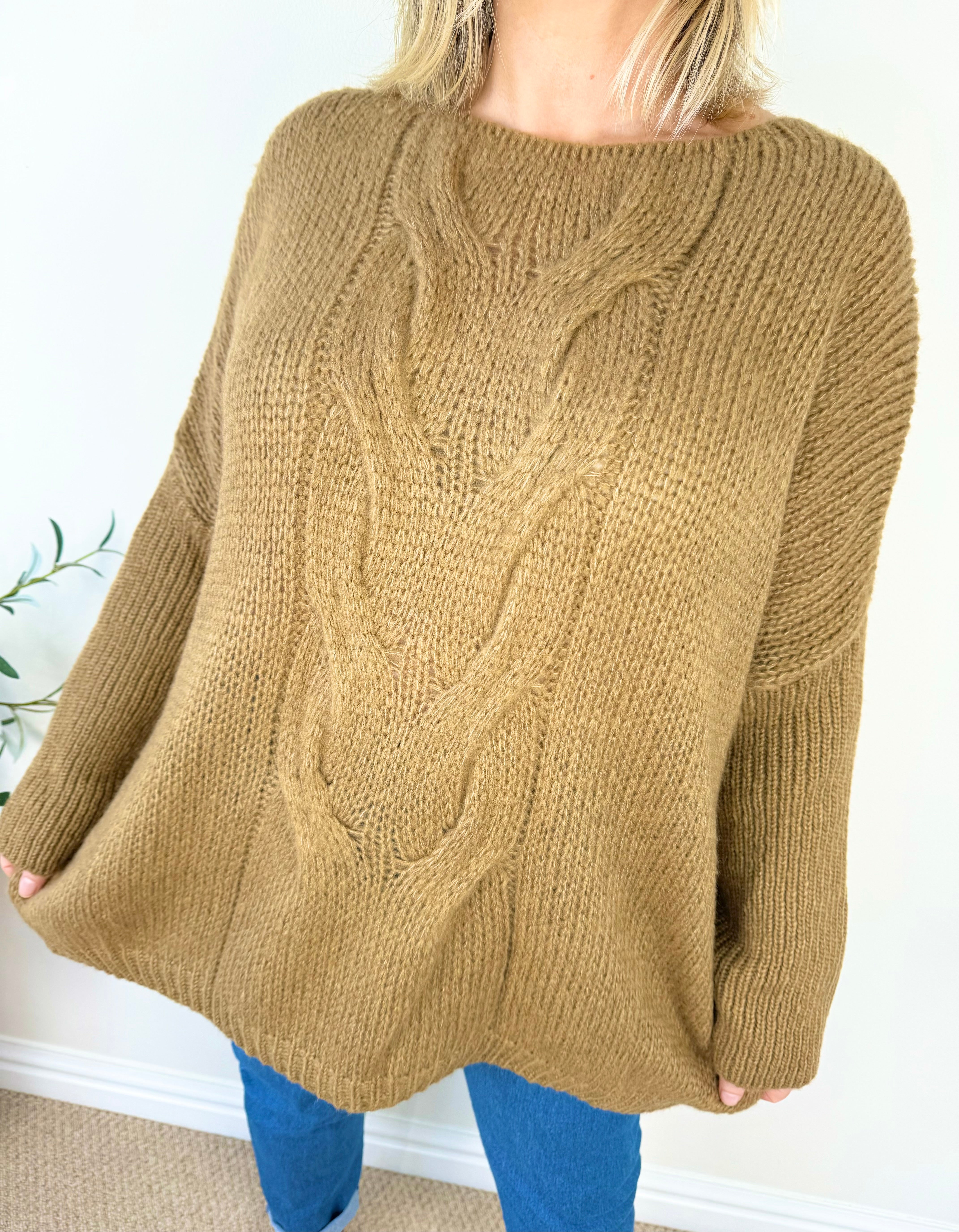 Wool Mix Cable Chunky Knit Valencia Jumper AW24 - Chestnut