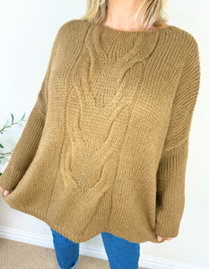 Wool Mix Cable Chunky Knit Valencia Jumper AW24 - Chestnut