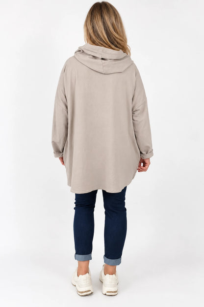 Embroidered Floral Quilted Cotton Hooded Zip Kala Coat – Beige