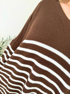 Striped Diana Cosy Knit Jumper AW24 - Chocolate