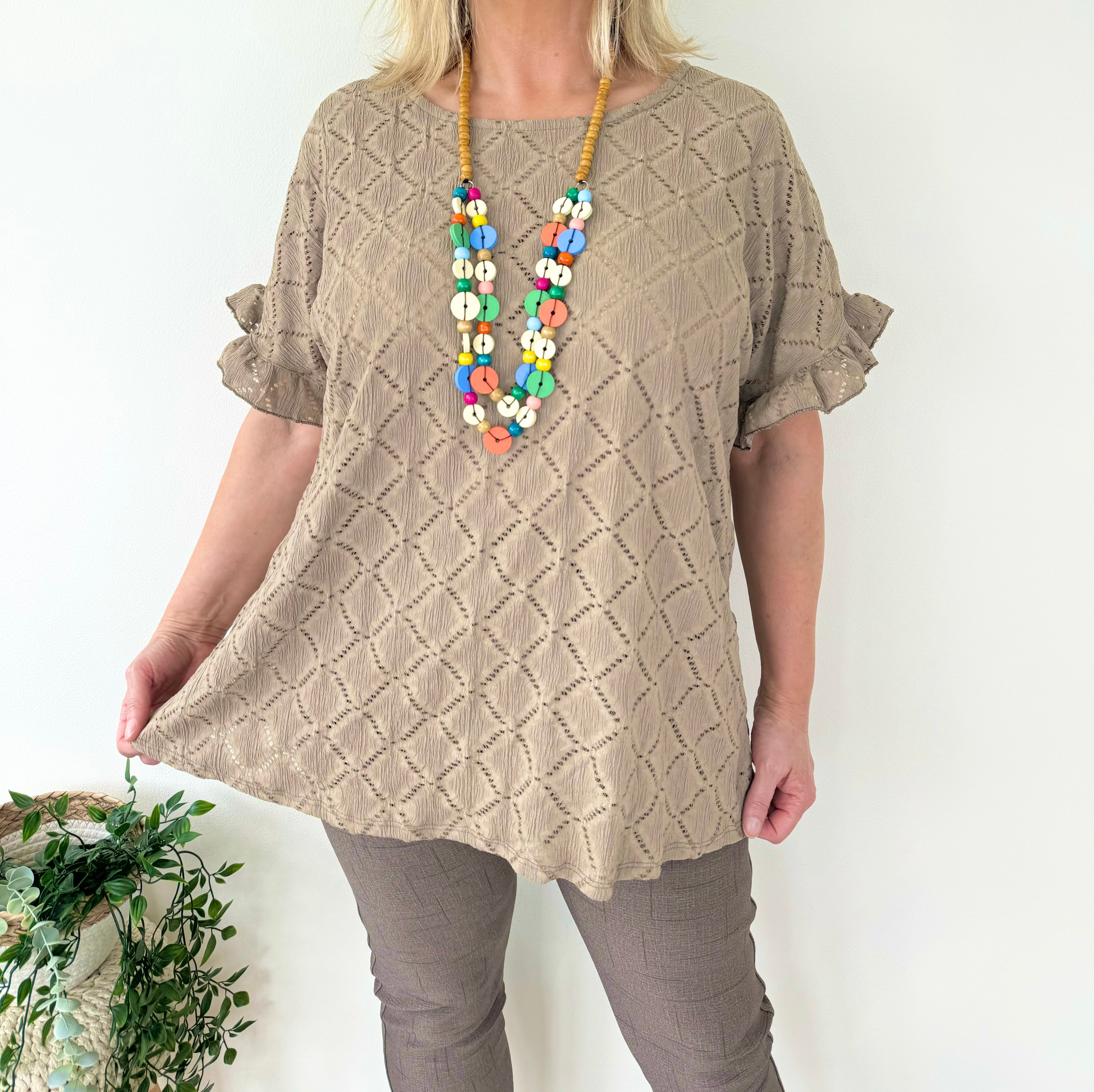 Micka Frill Sleeve Necklace Top SS24