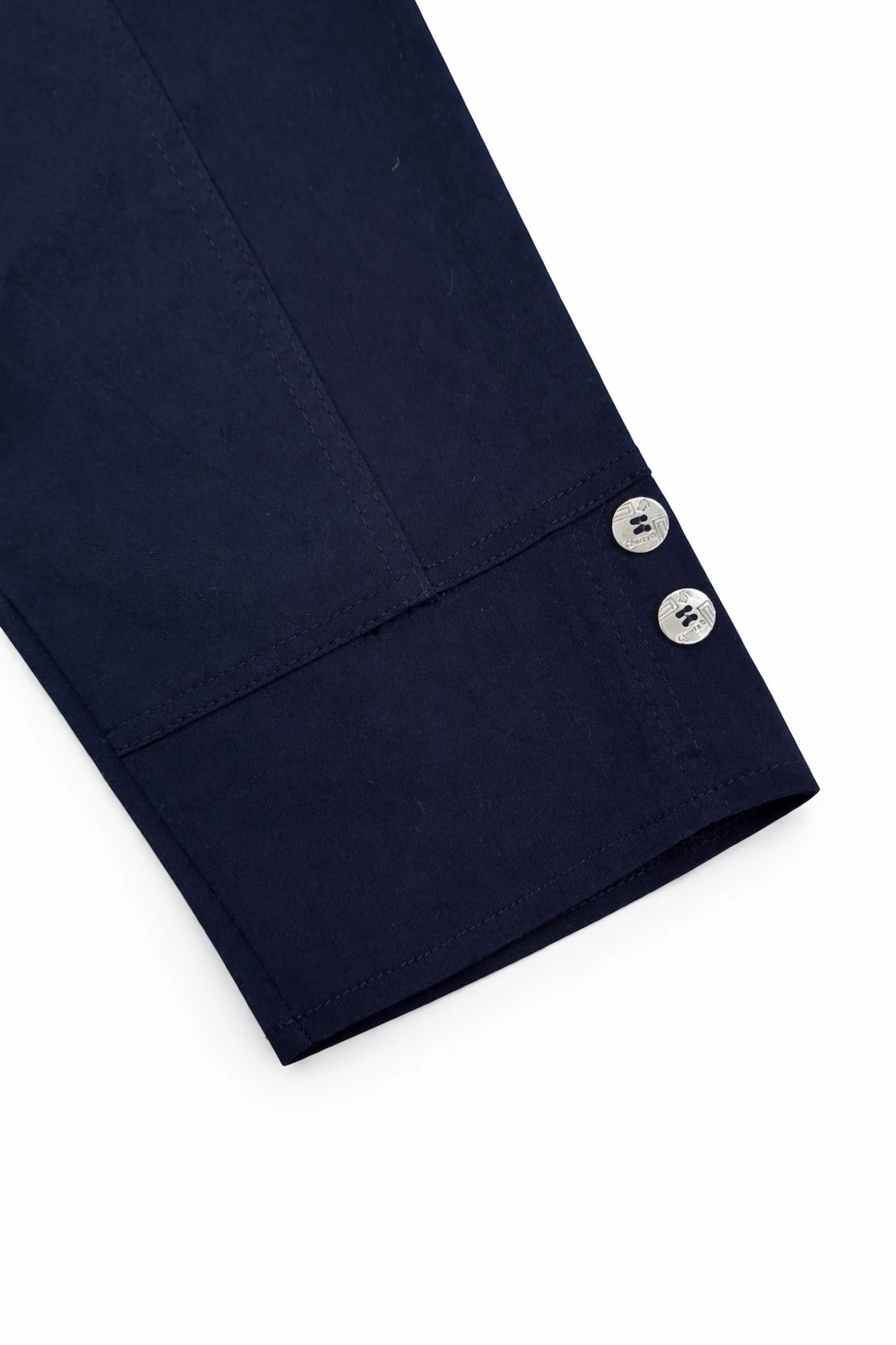 Cotton Double Zipped Pocket Cherry Berry Pants - Navy