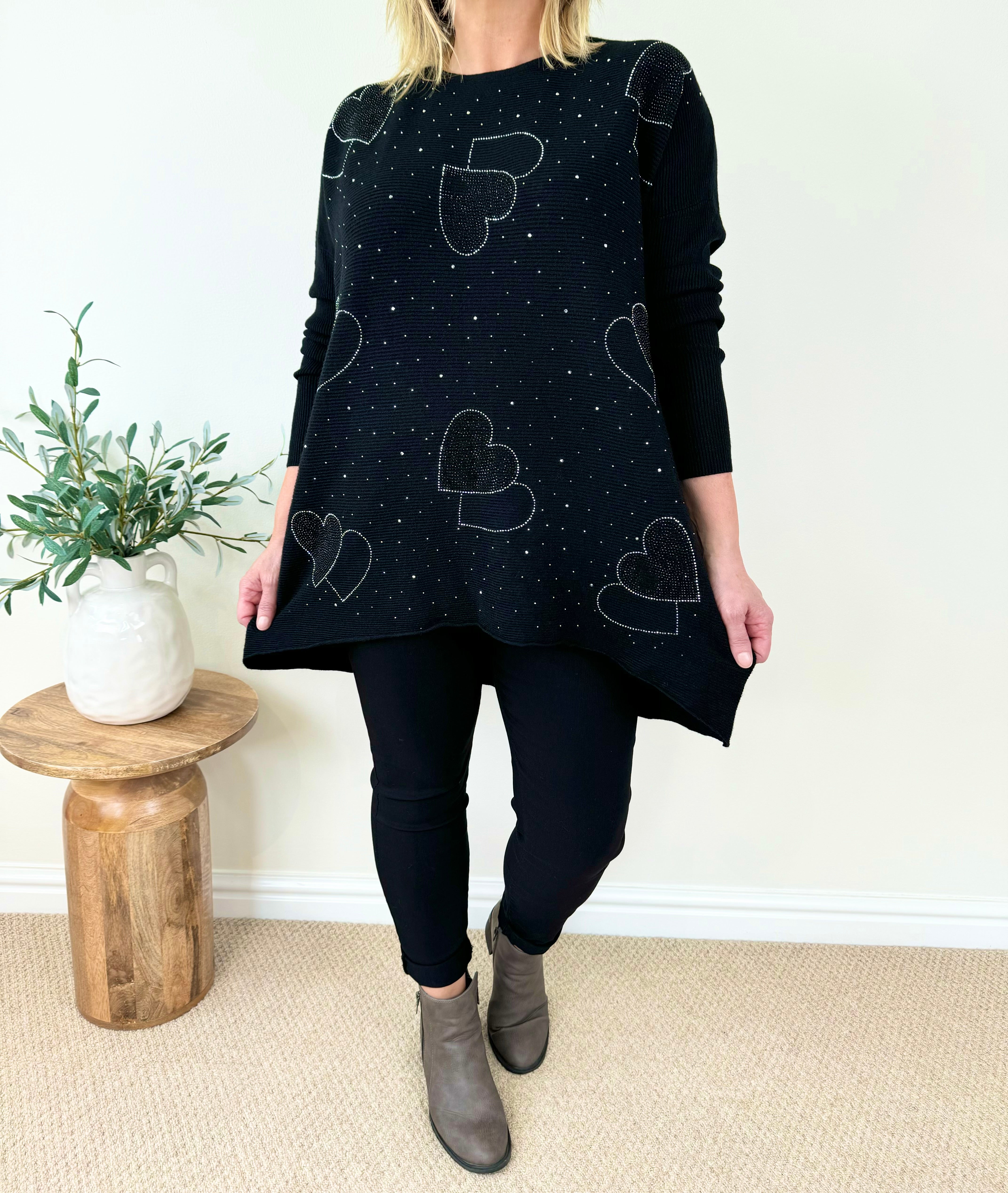 Diamanté Heart Suzi Knit Jumper AW24