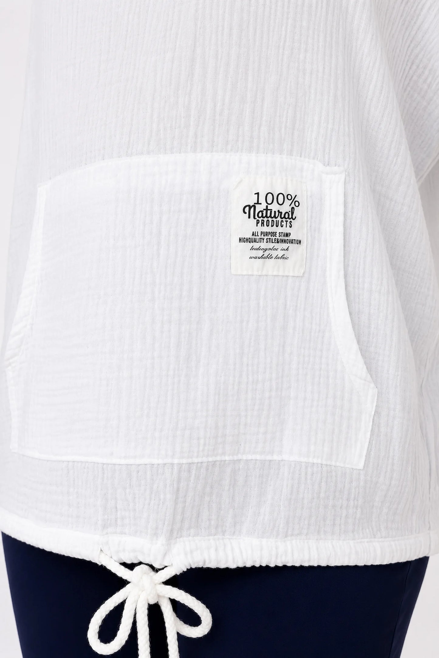 Pure Bubble Cotton Button Sleeve Badge Detail Pocketed Zara Hoodie - White