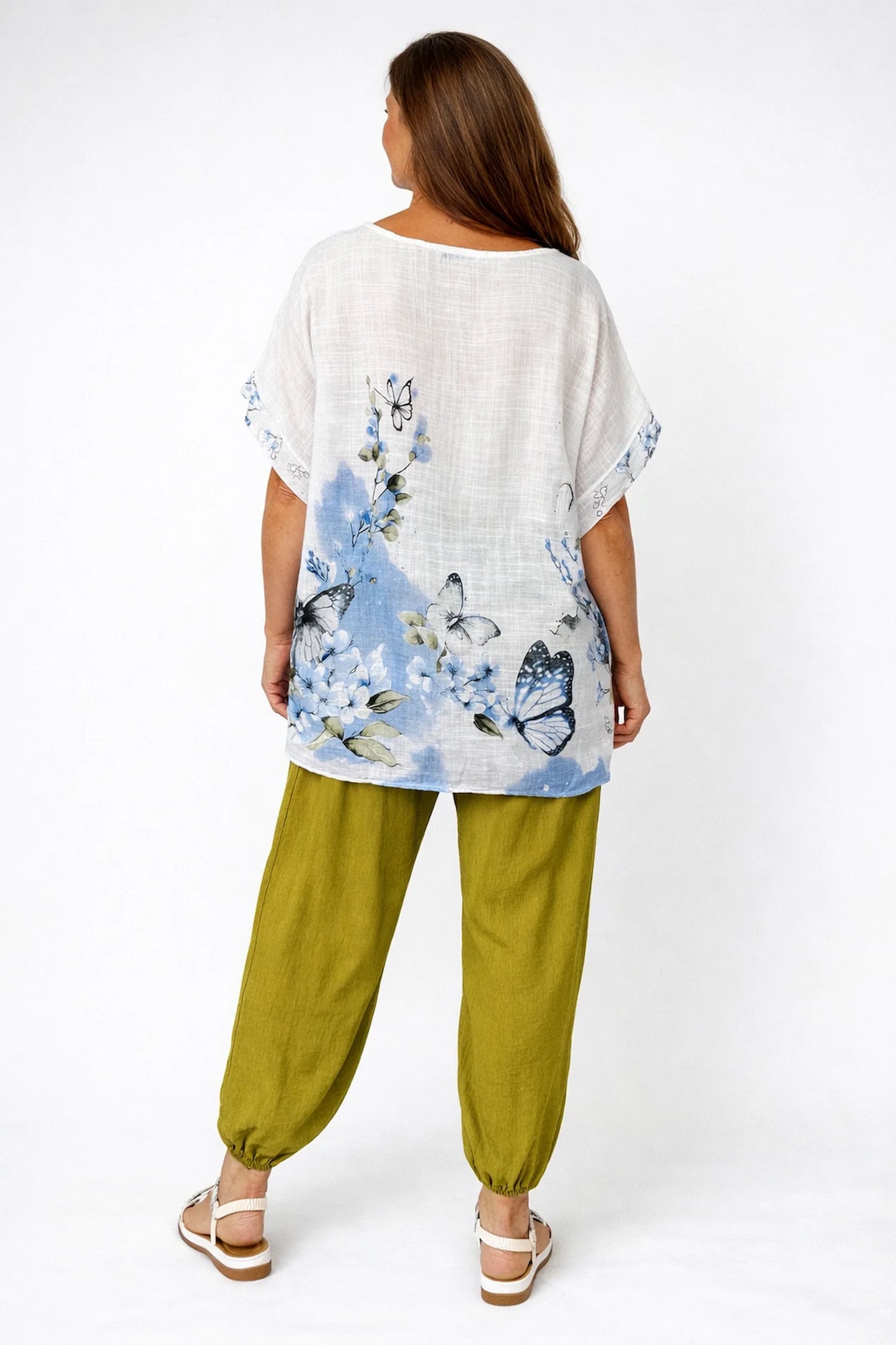 Pure Cotton Floria Butterfly Necklace Top - White