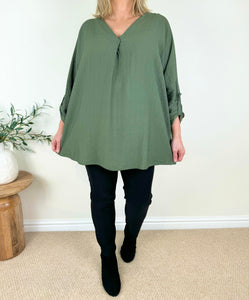 Button Sleeve Alexi Top AW24 - Khaki