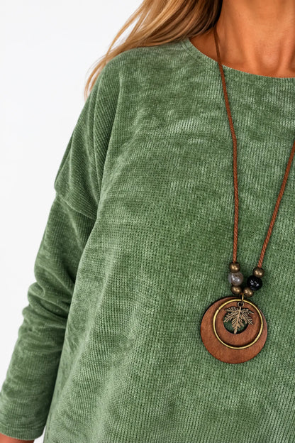 Ariana Chenille Necklace Top - Vintage Sage