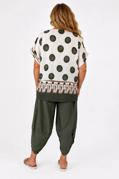 Lightweight Spotted Elizabeth Top - Khaki