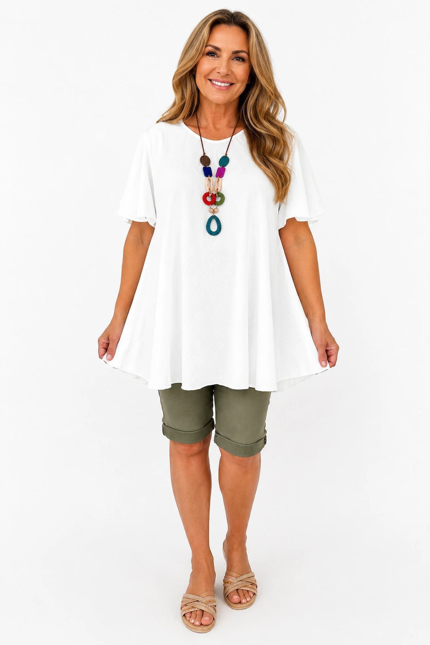 Lightweight Flow Cabrina Necklace Top - White