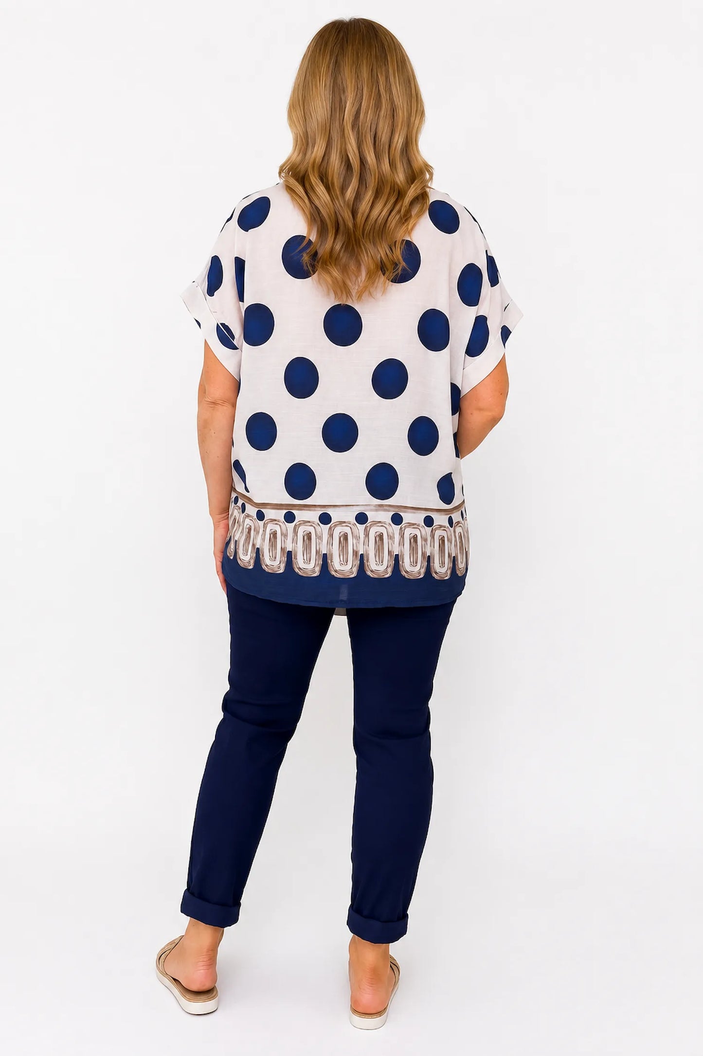 Lightweight Spotted Elizabeth Top - Navy
