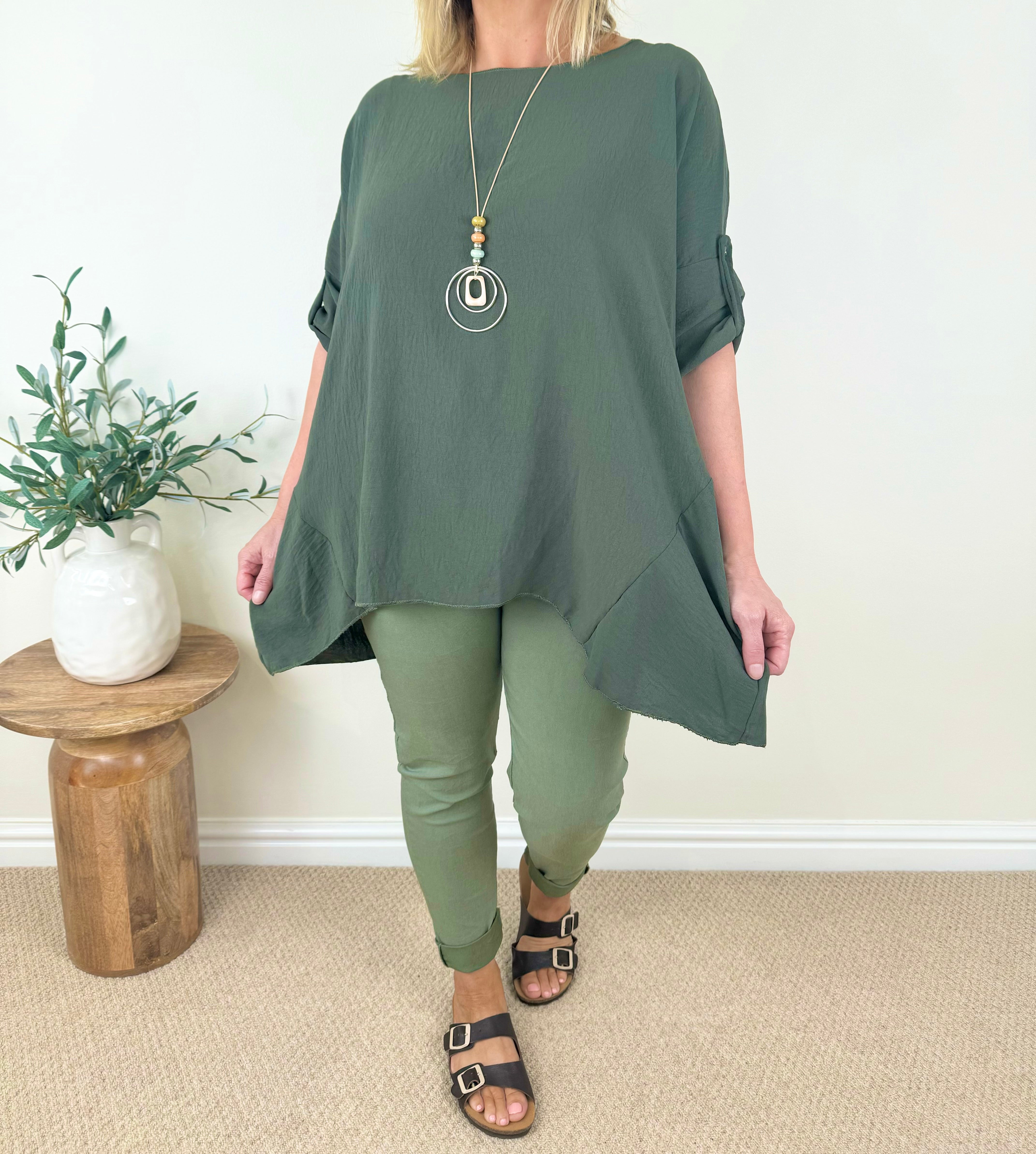 Riviera Button Sleeve Necklace Top SS24