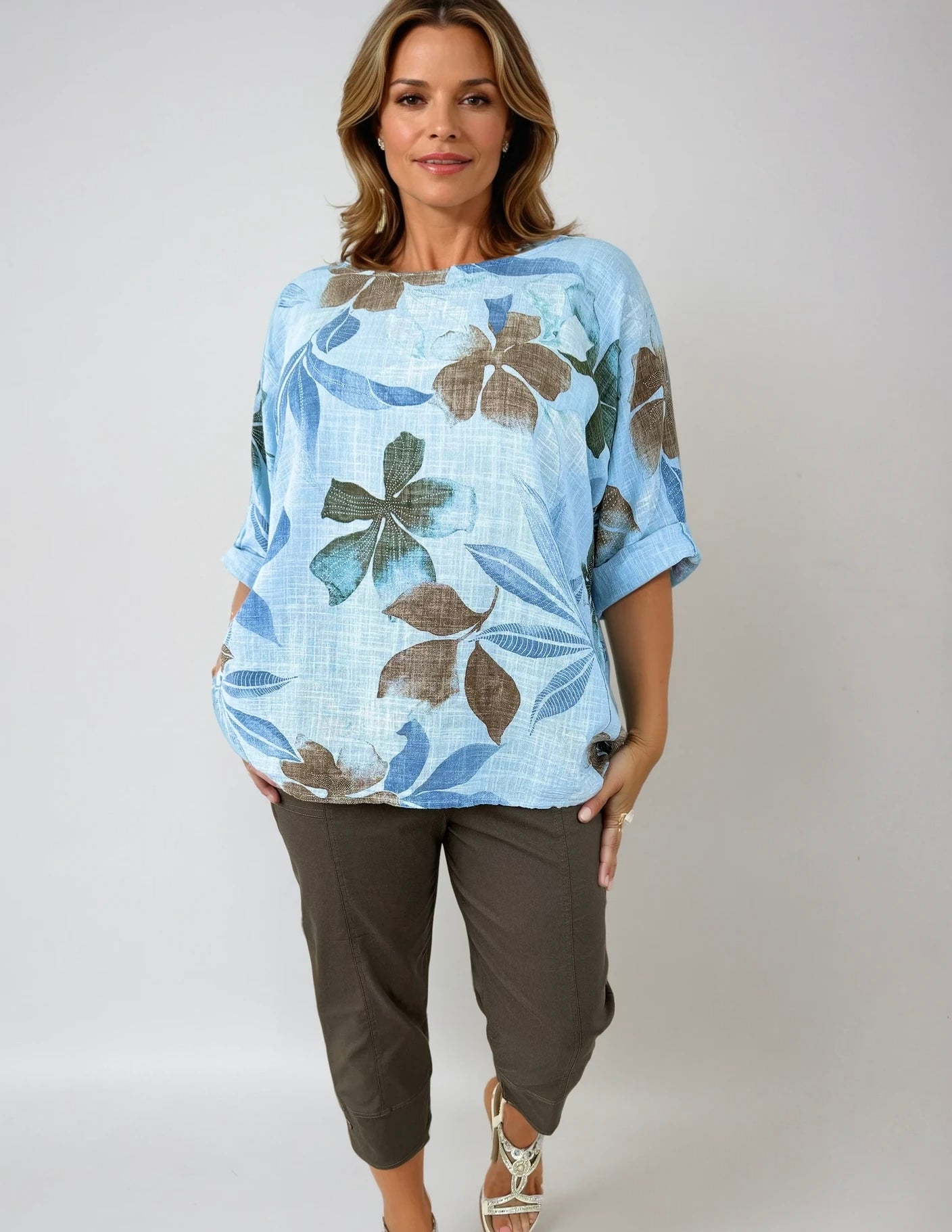 Pure Cotton Florenzi Top - Light Denim