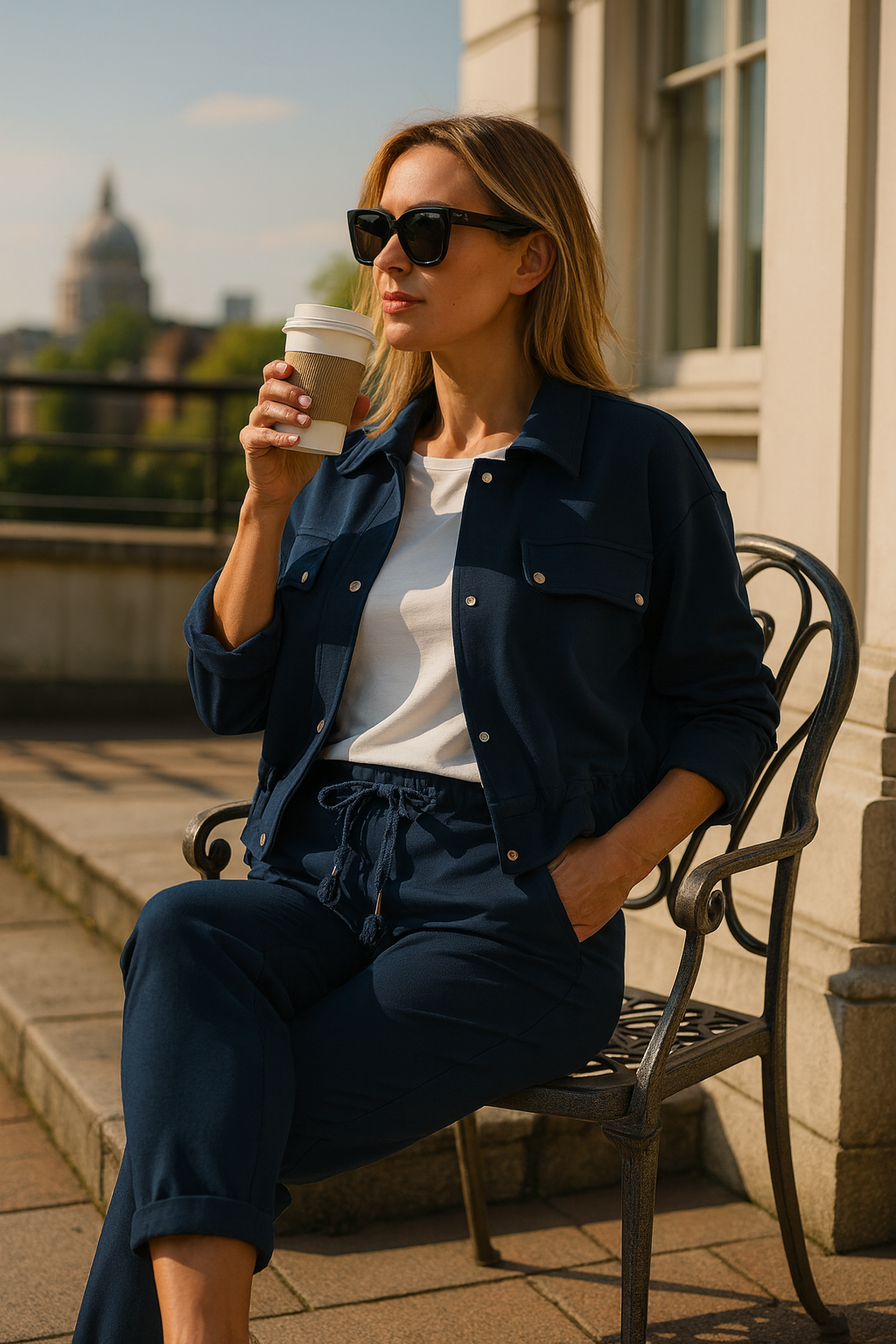 Chelsea Button Detail Jacket - Navy