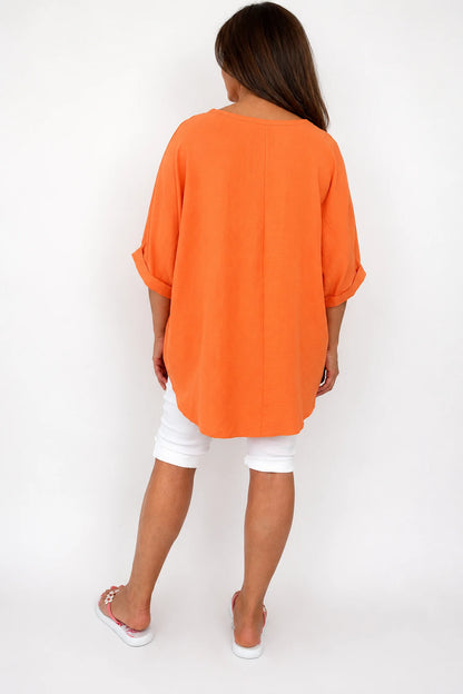 Lightweight Flow Telisa Necklace Top - Sunset Orange