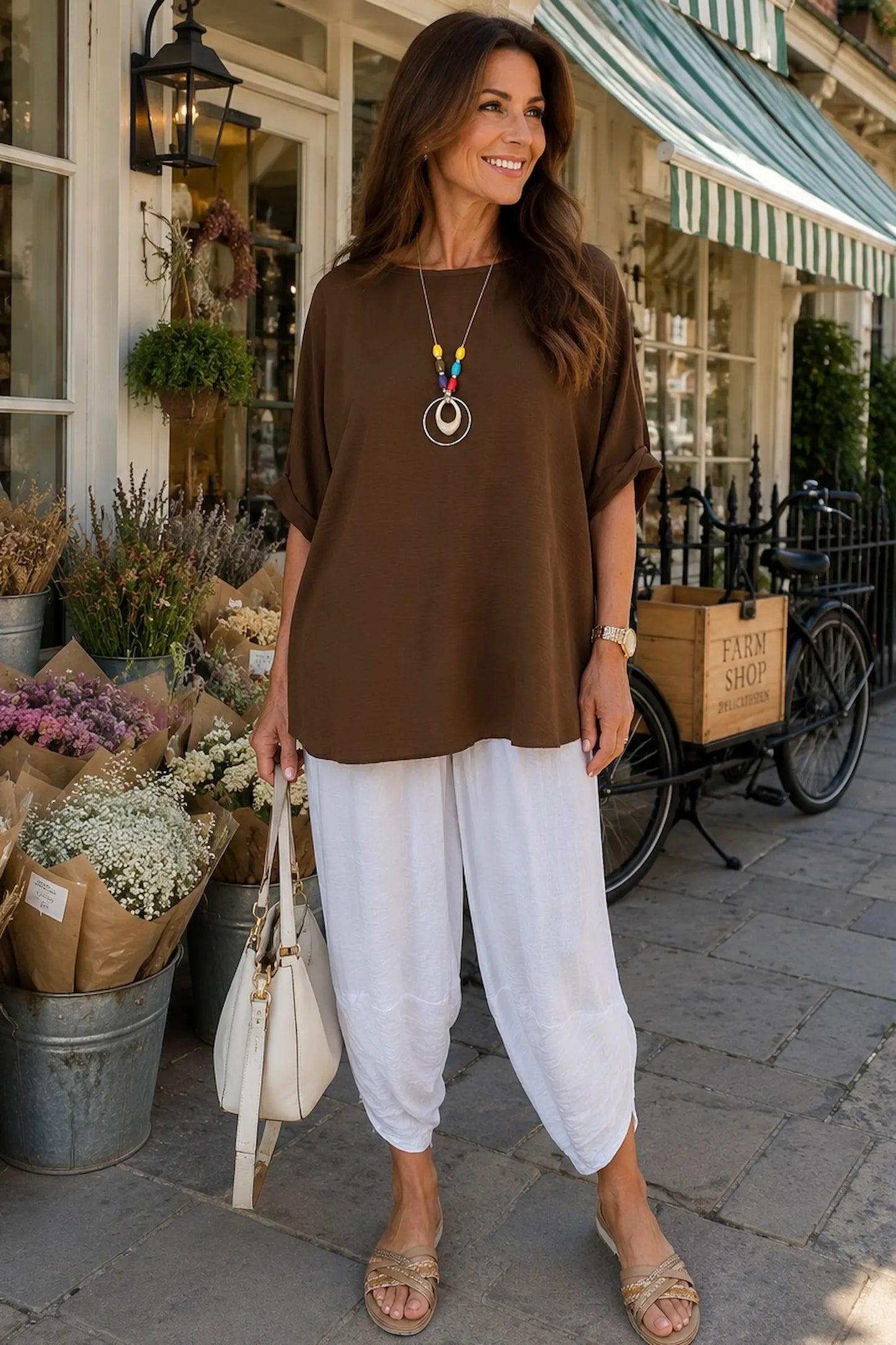 Lightweight Flow Telisa Necklace Top - Chocolate