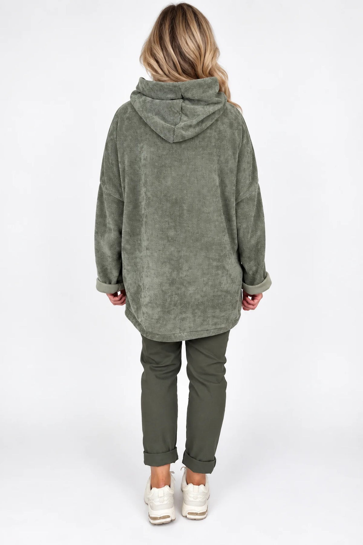Double Pocket Chenille Zipped Cassie Hoodie - Sage