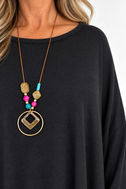 Fine Knit Como Necklace Top - Black