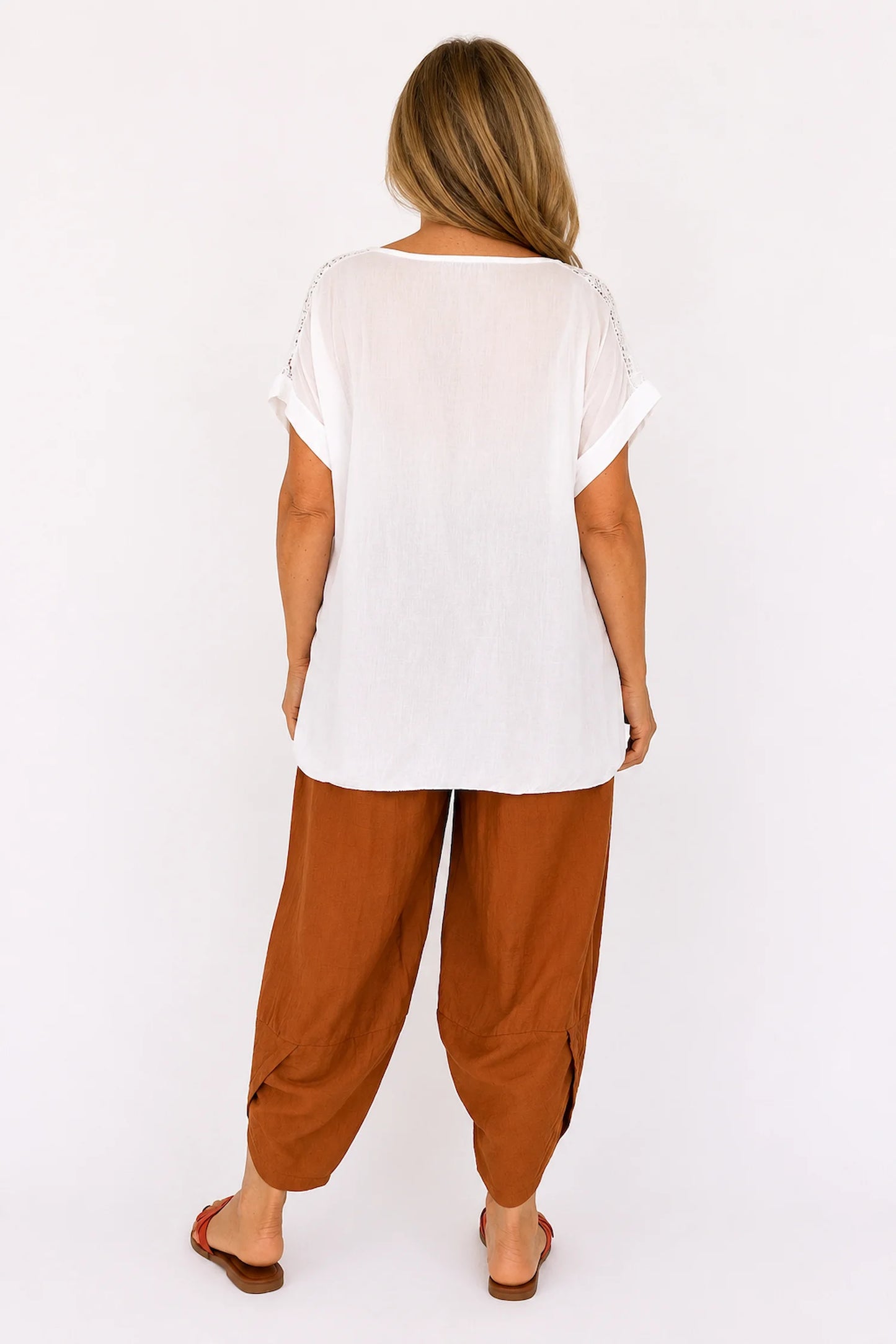 Crochet Detail Embroidery Anglaise Hem Francis Top - White