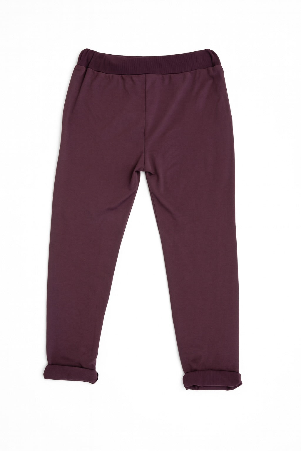 Cotton Italia Drawstring Elasticated Waist Double Pocket Joggers - Black Currant