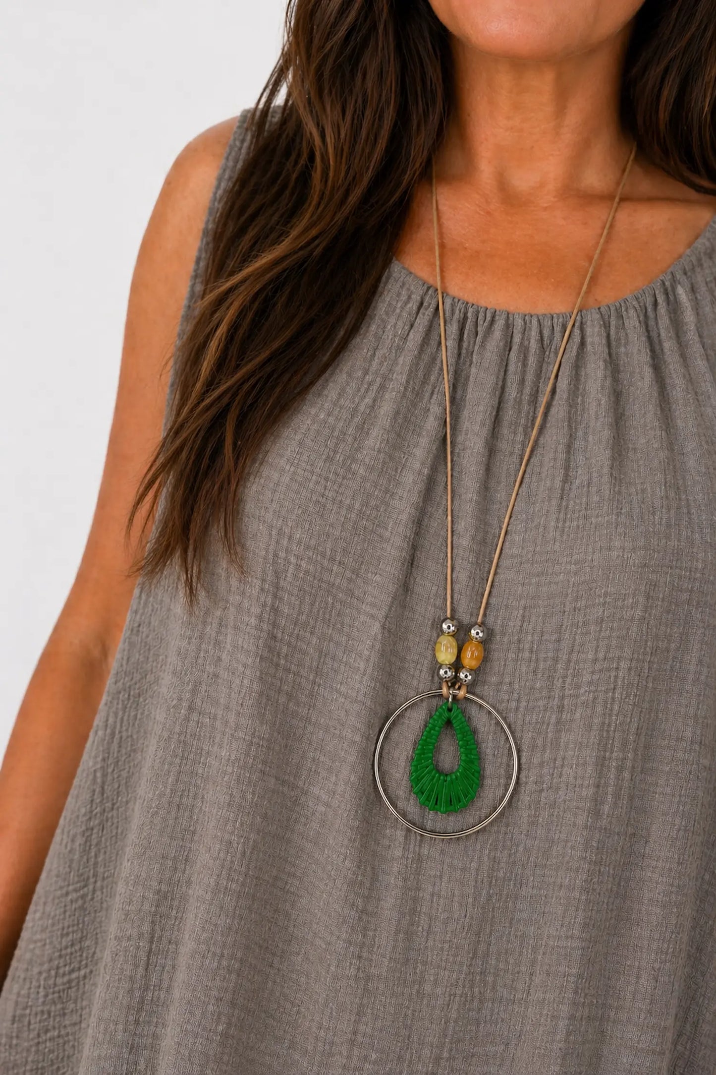 Fully Lined Cotton Italia Necklace Vest - Mocha
