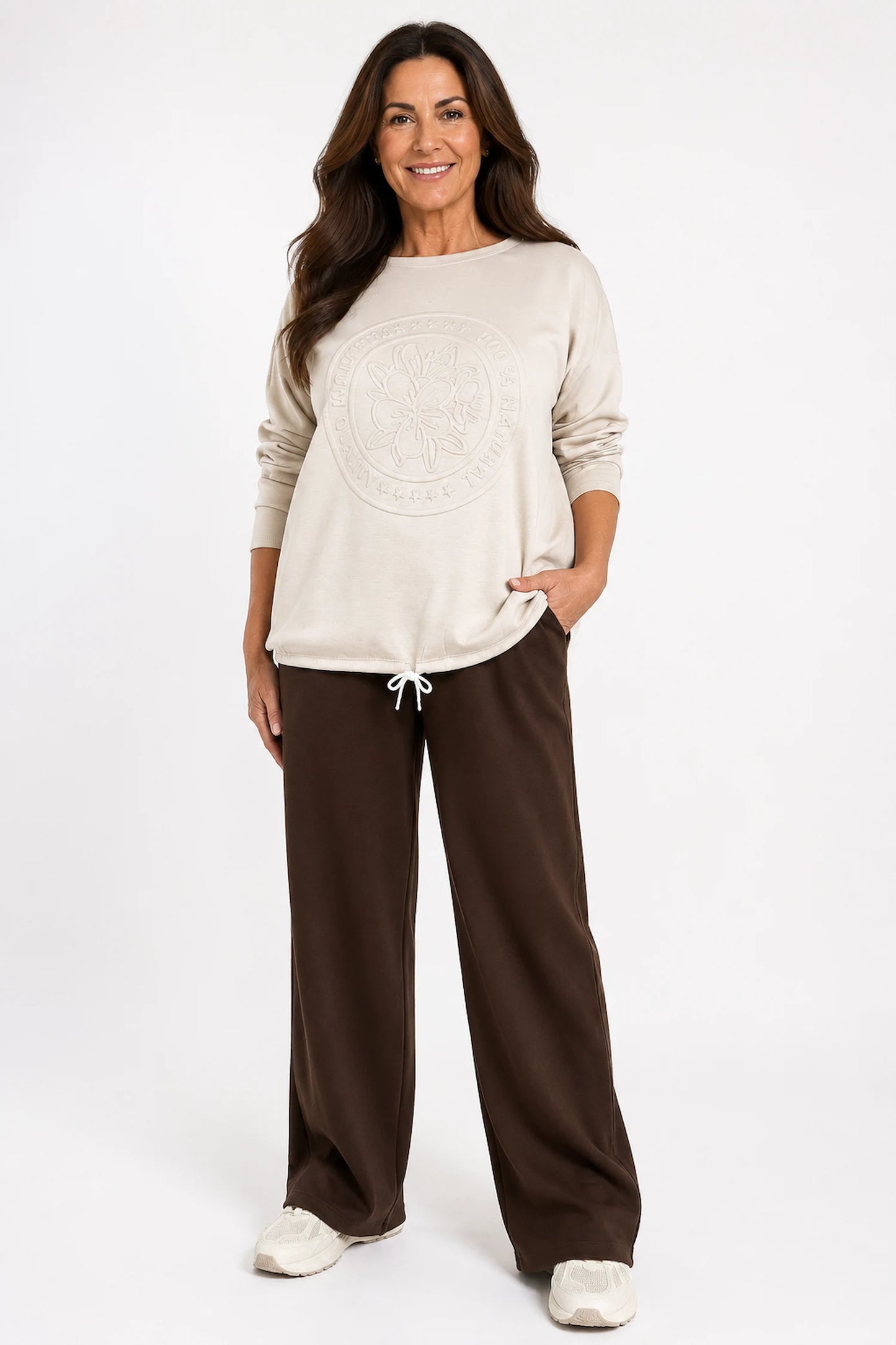 Double Pocket Drawstring Waist Carli Everyday Pants - Chocolate
