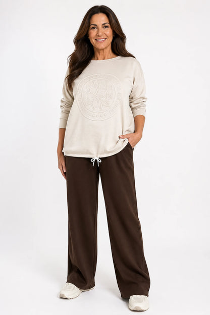 Double Pocket Drawstring Waist Carli Everyday Pants - Chocolate