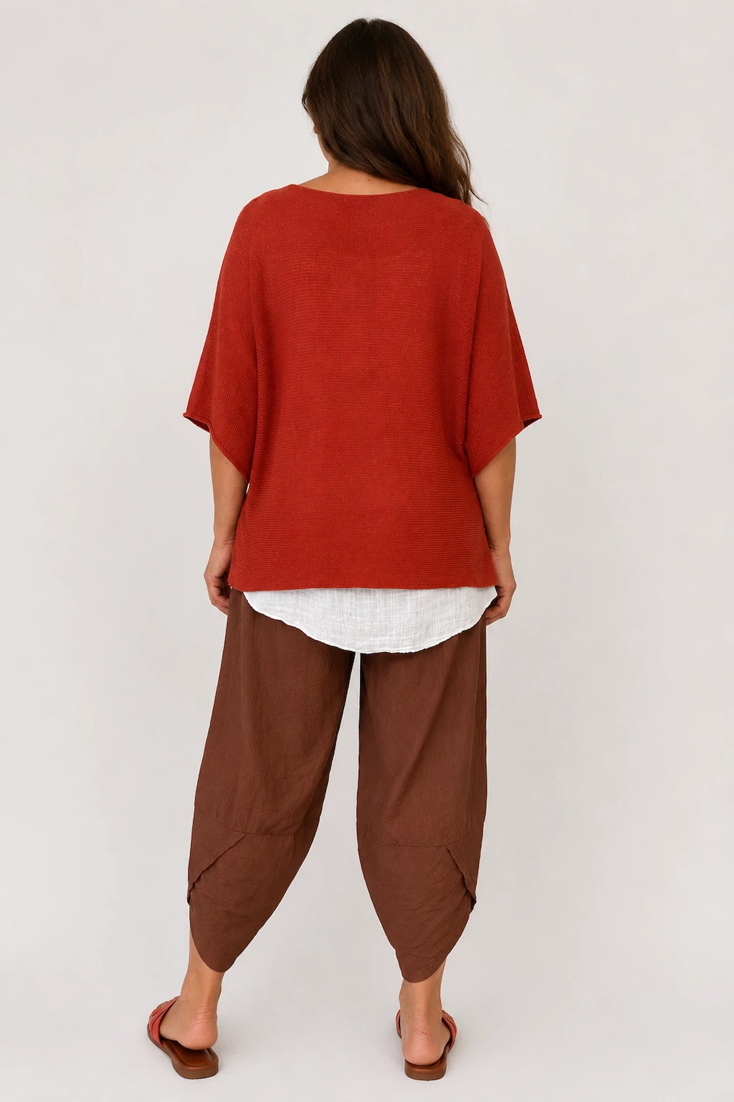 Cotton Seam Sleave Knit Batwing Jude Top - Sunset