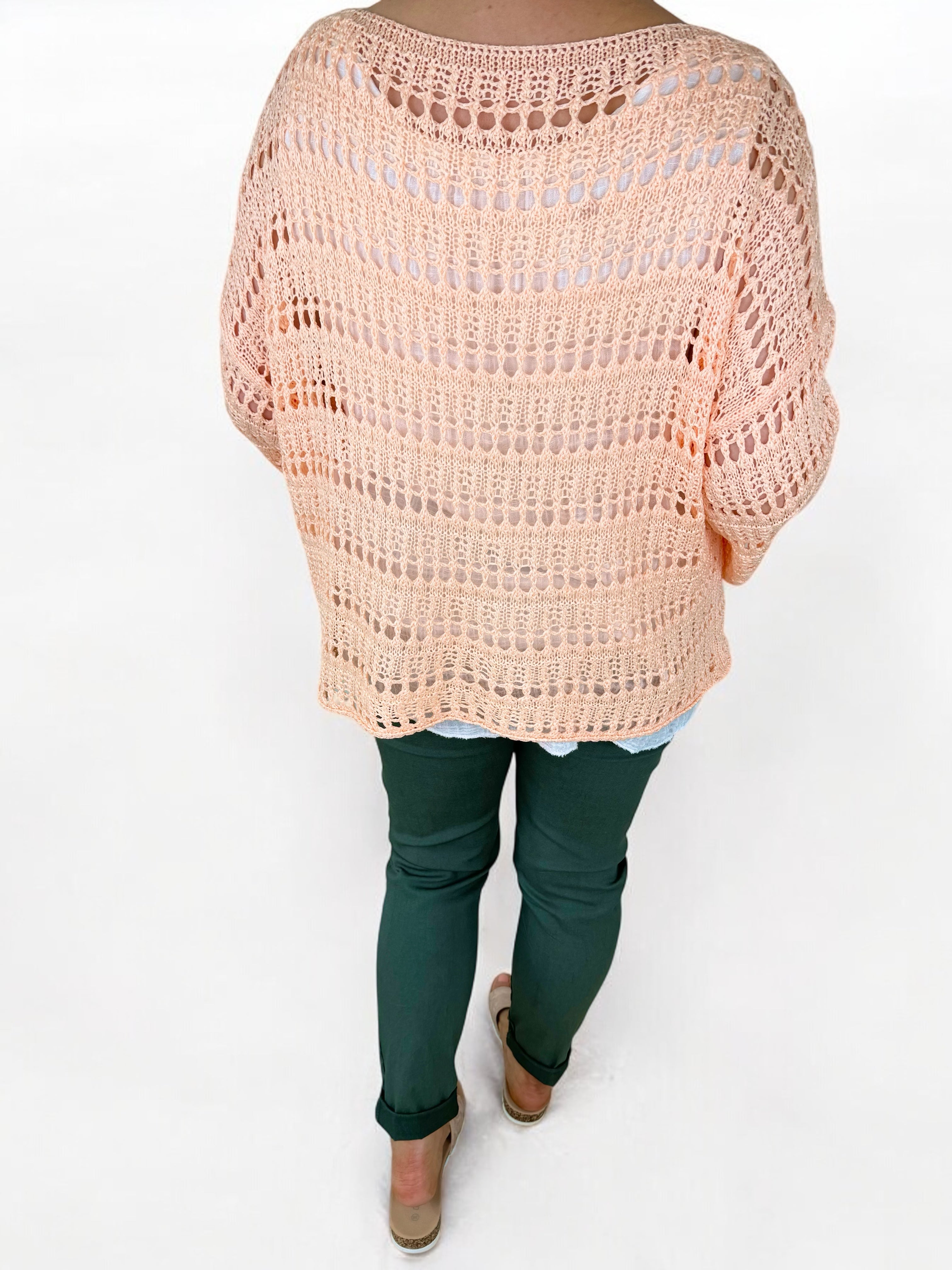 Arilla Crochet Top - Peach