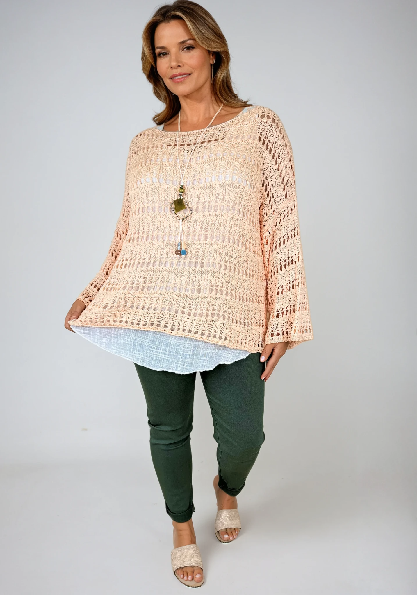 Arilla Crochet Top - Peach