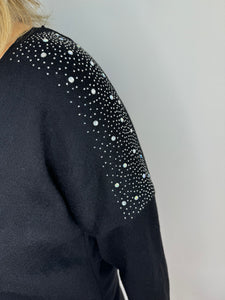 Diamanté Sleeve Soft Knit Nina Top AW24