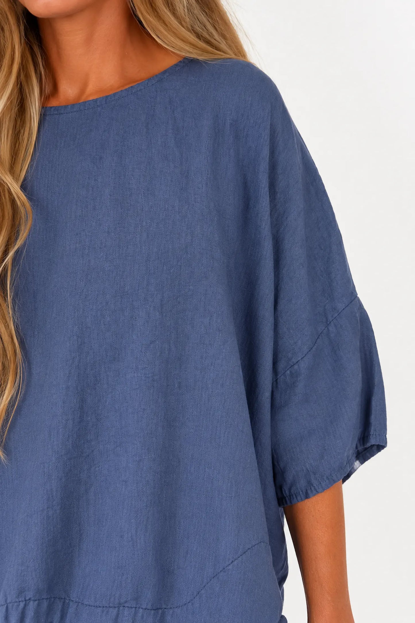Button Detail Florence Top - Navy