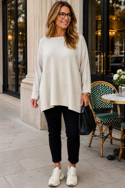 Wool Mix Seam Sleeve Venice Jumper - Beige