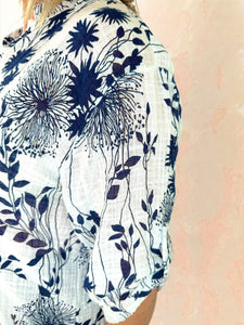 Pure Cotton Button Sleeve Ivy Shirt - White