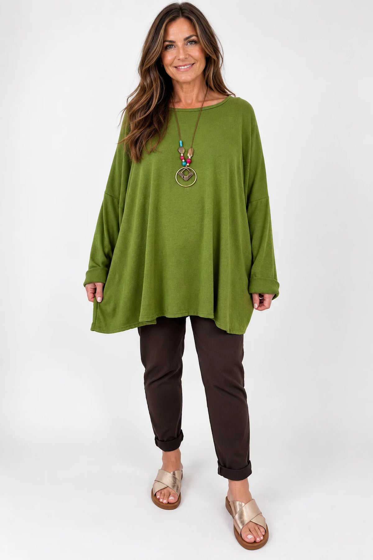 Fine Knit Como Necklace Top - Lime