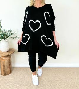 White Heart Knit Jumper AW24