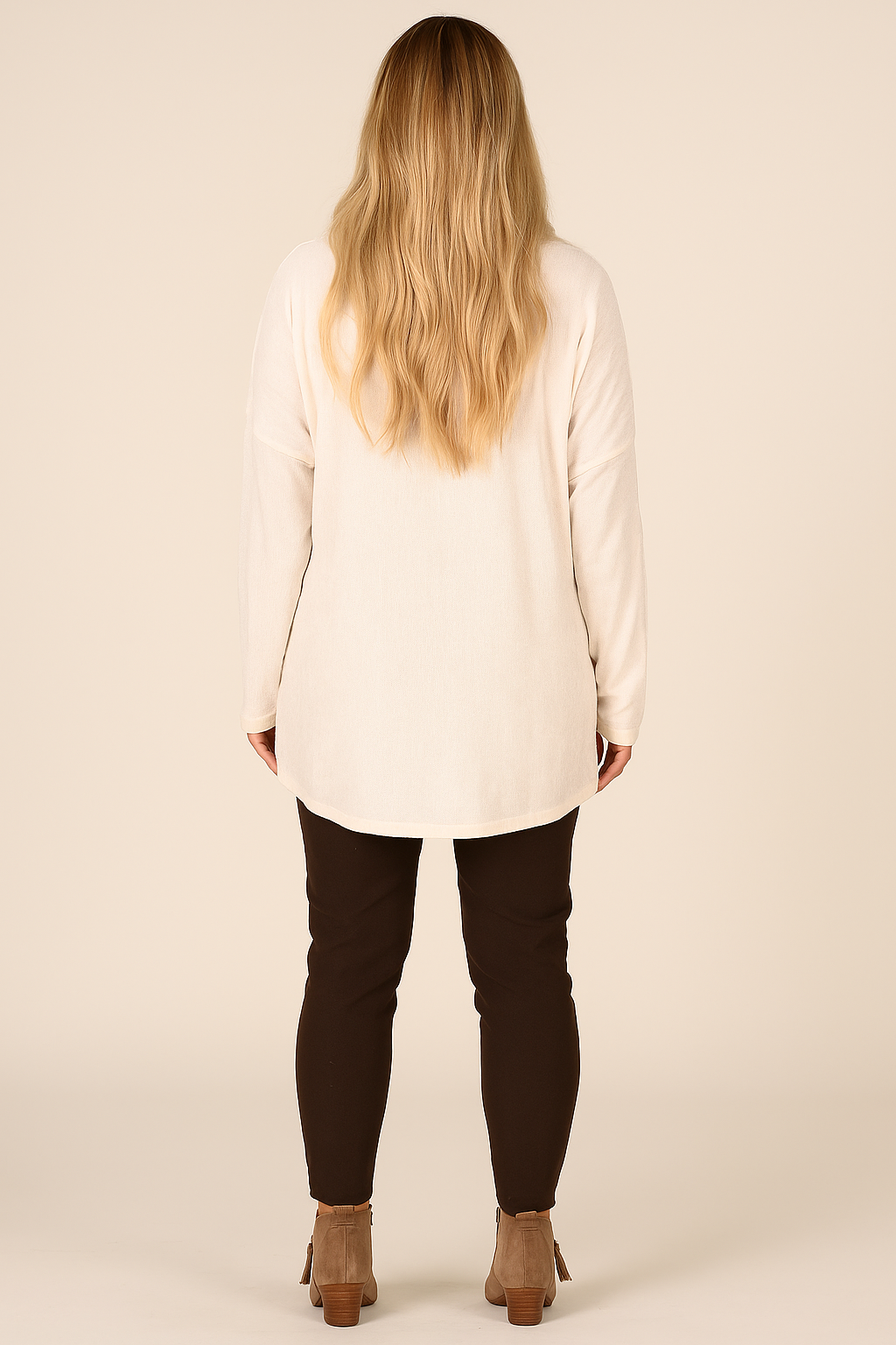 Deluxe Soft Diamanté Detail Roxanne Top - Beige