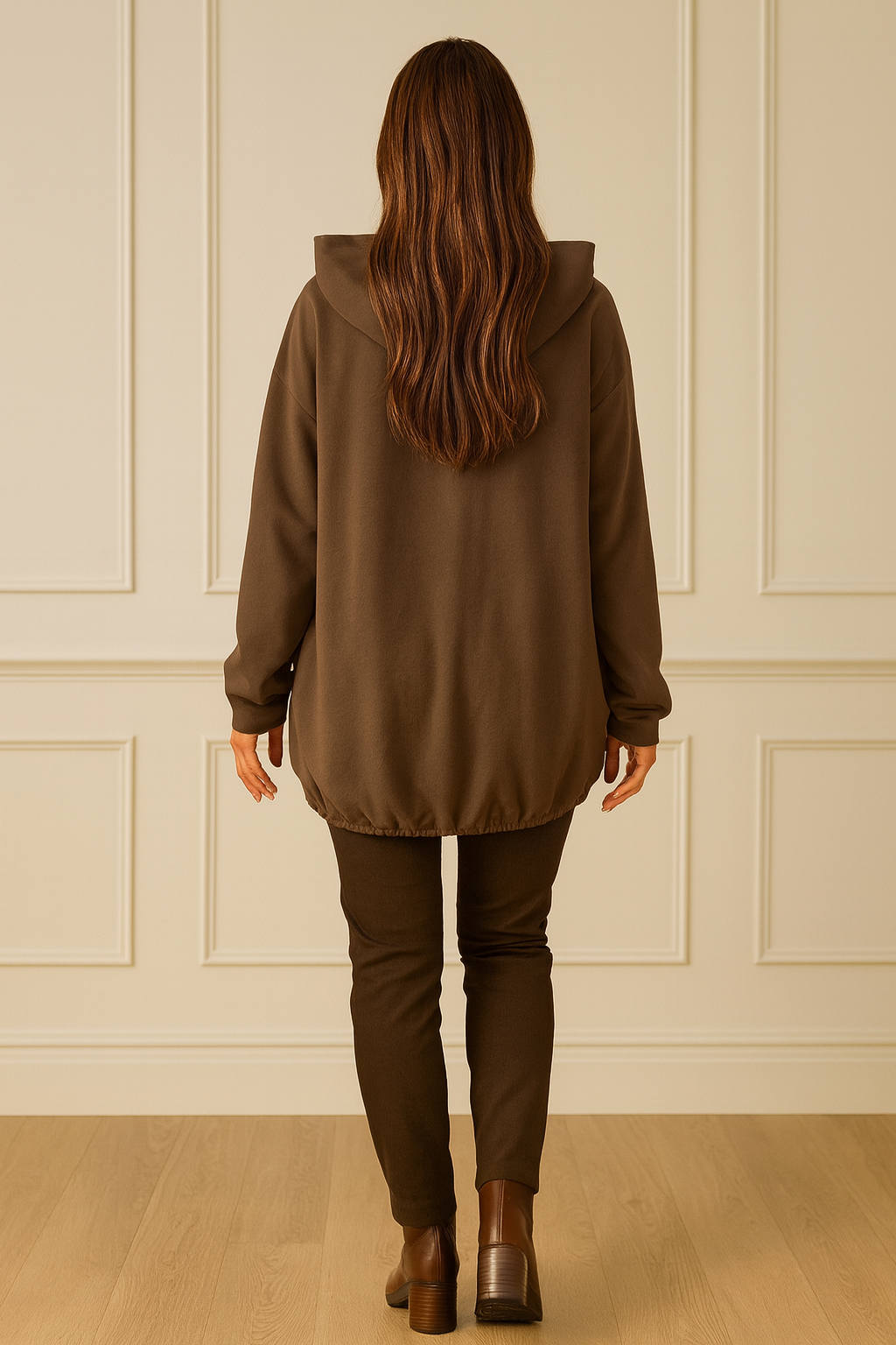 Cotton Embroidered Heart Amélie Hooded Jacket - Chocolate