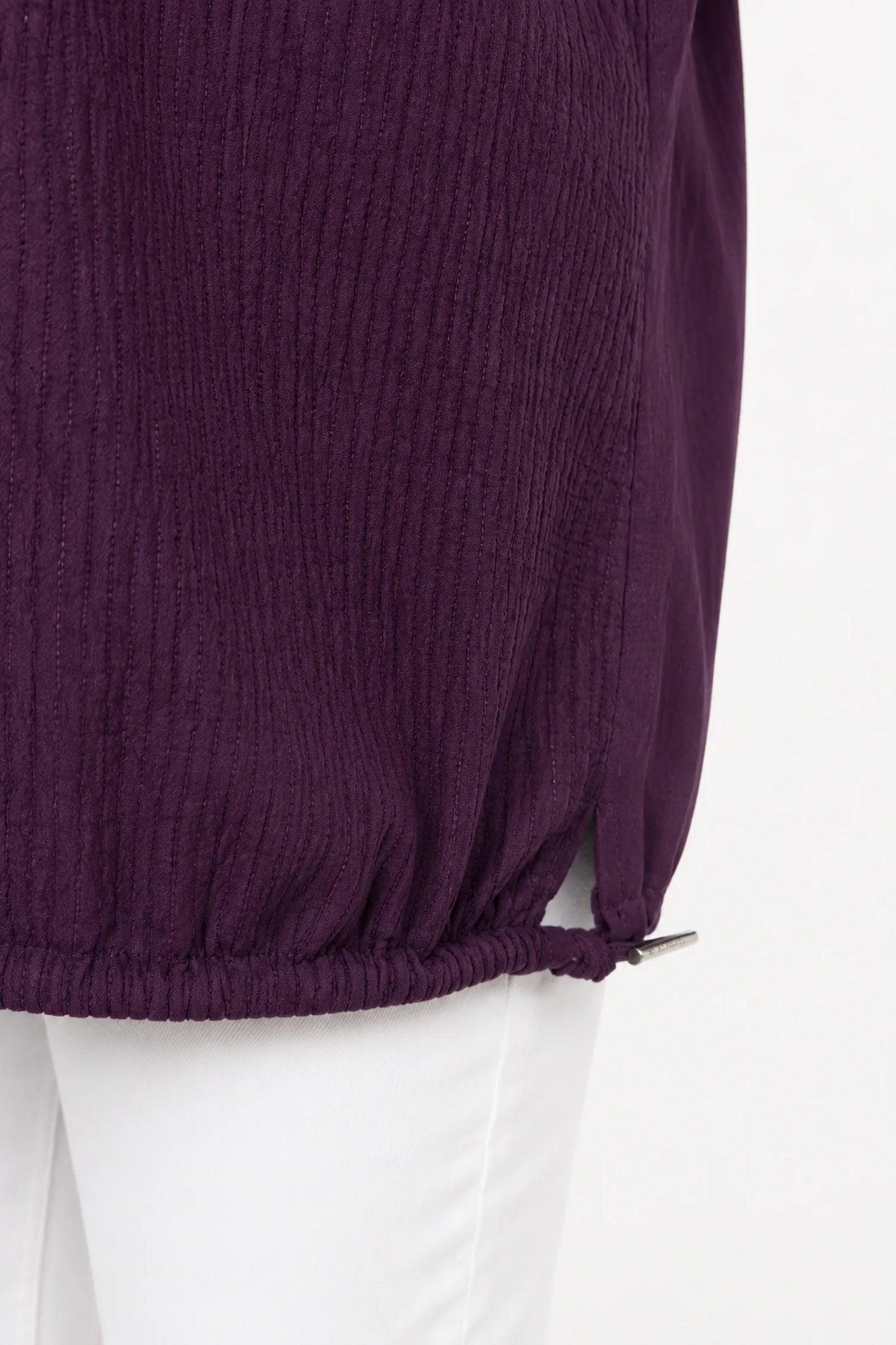 Cotton Embroidered Floral Tied Hem Flerissa Top - Grape