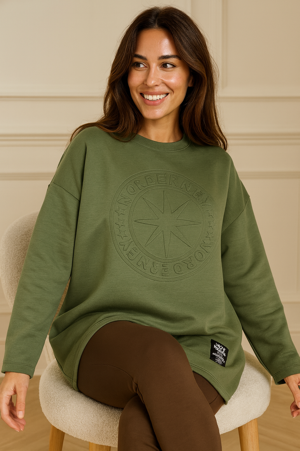 Norderney Badge Detail Sweatshirt - Khaki