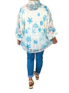 Embroidery Anglaise Crochet Berela Batwing Shirt - Denim
