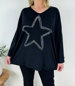 Diamanté Star Cotton Long Sleeve Top SS24