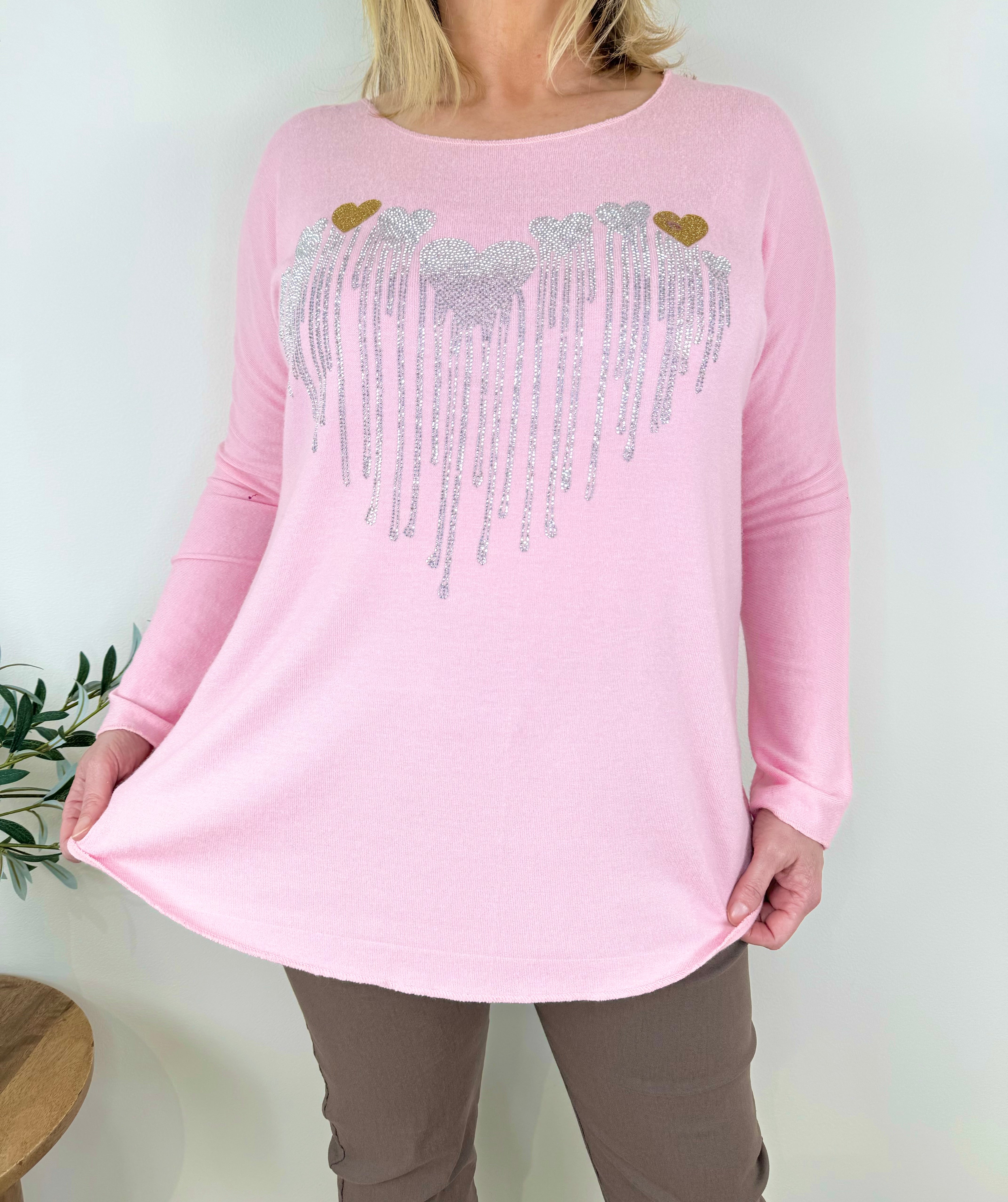 Soft Knit Diamanté Heart Ziara Top AW24