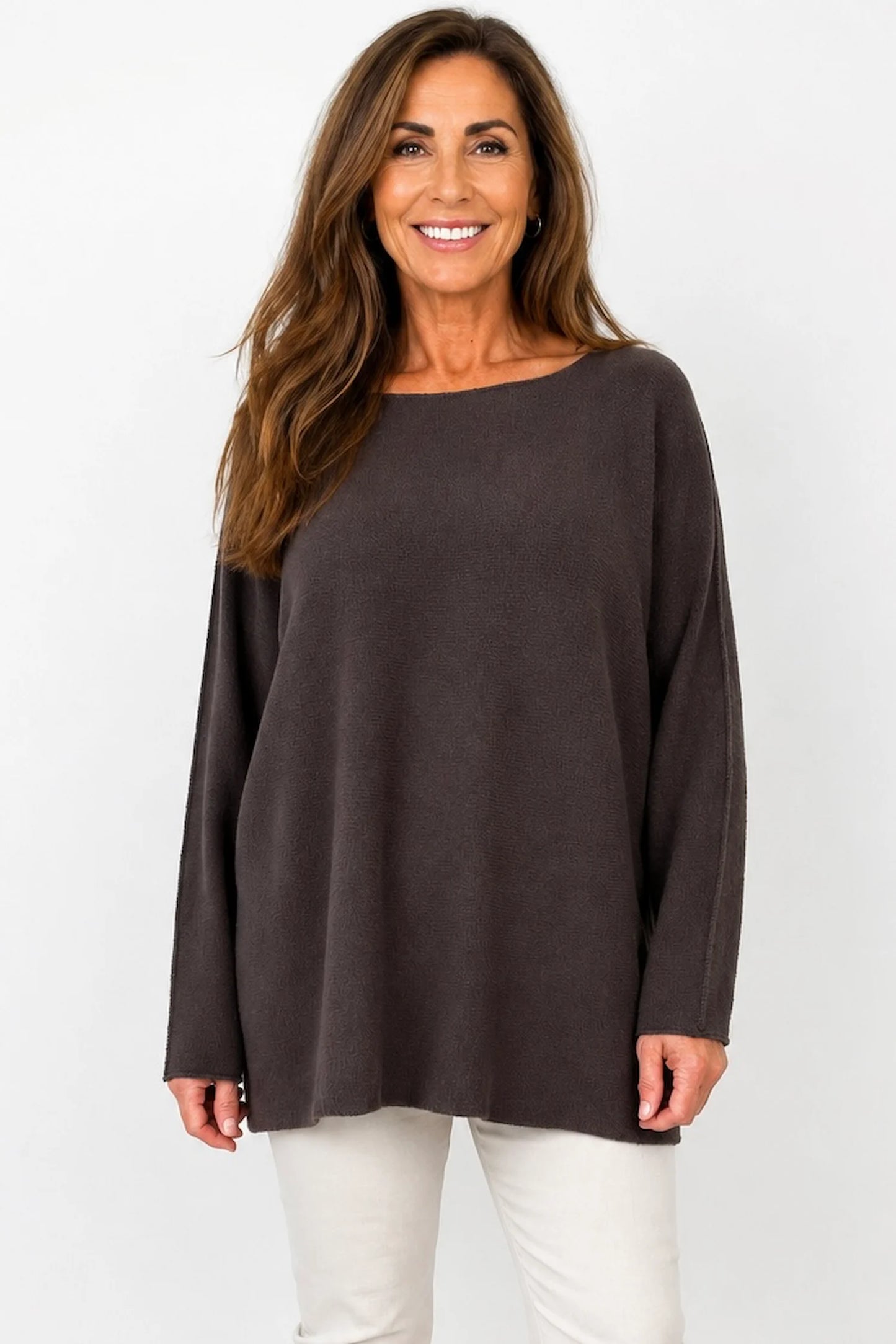 Wool Mix Seam Sleeve Venice Jumper - Chocolate